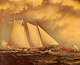 James E. Buttersworth Yachting Off Castle Garden painting